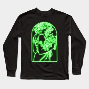 Alphonse Mucha green Neon Long Sleeve T-Shirt